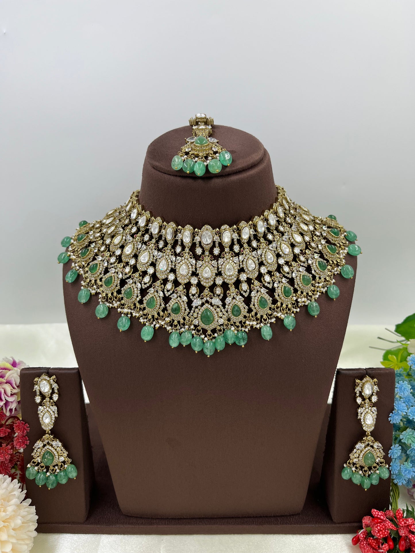 Mohini Antique Premium Moissanite Kundan Necklace.