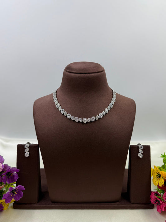 Alyssa American Diamond Necklace Set close-up view