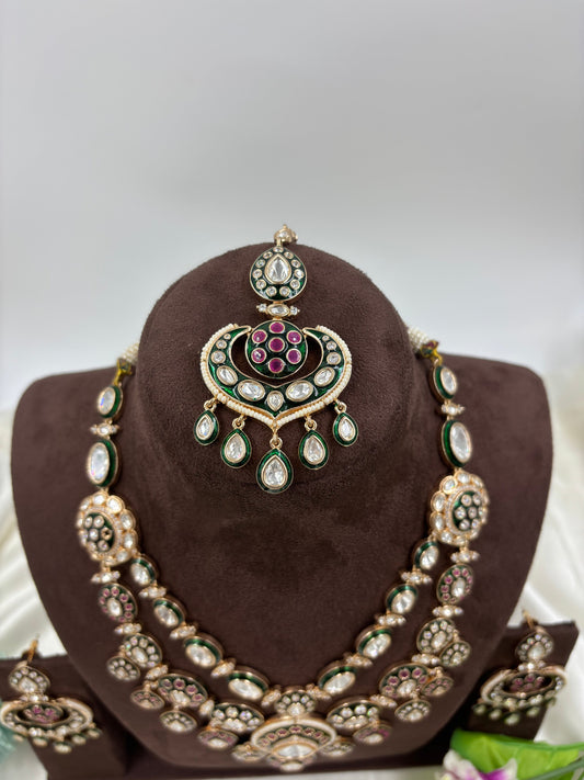 Aanya Premium Moissanite Kundan Semi Bridal Nacklace set