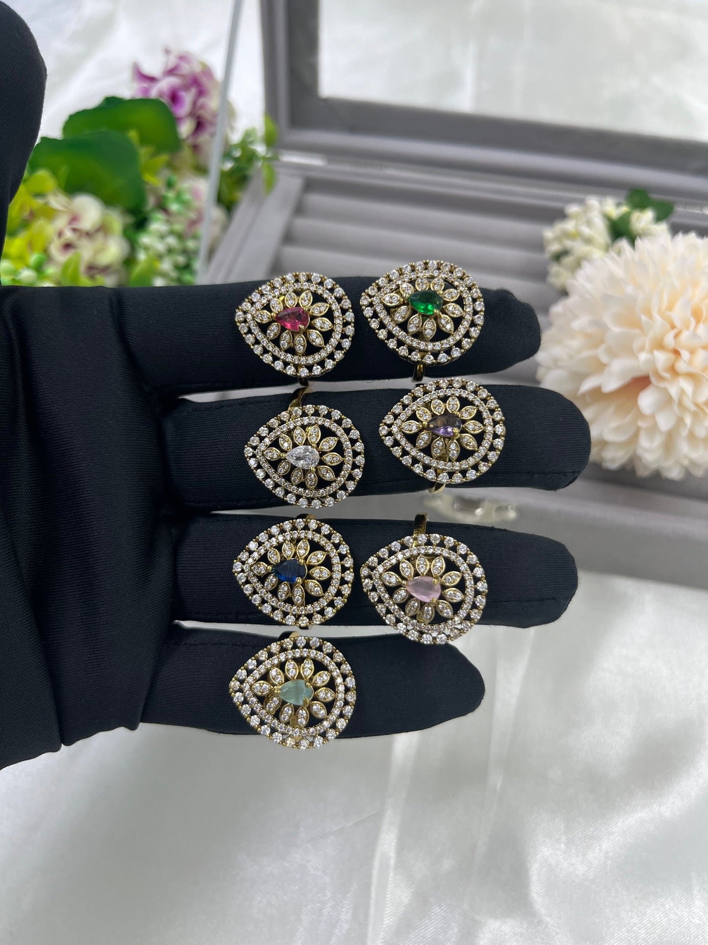 Lily Sparkle Victorian Ad Ring (Adjustable)