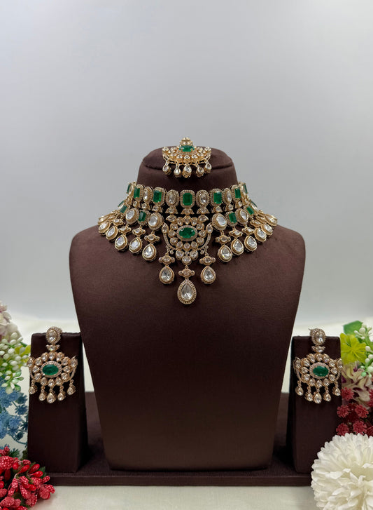 Charita Moissanite Choker Necklace Set close-up view