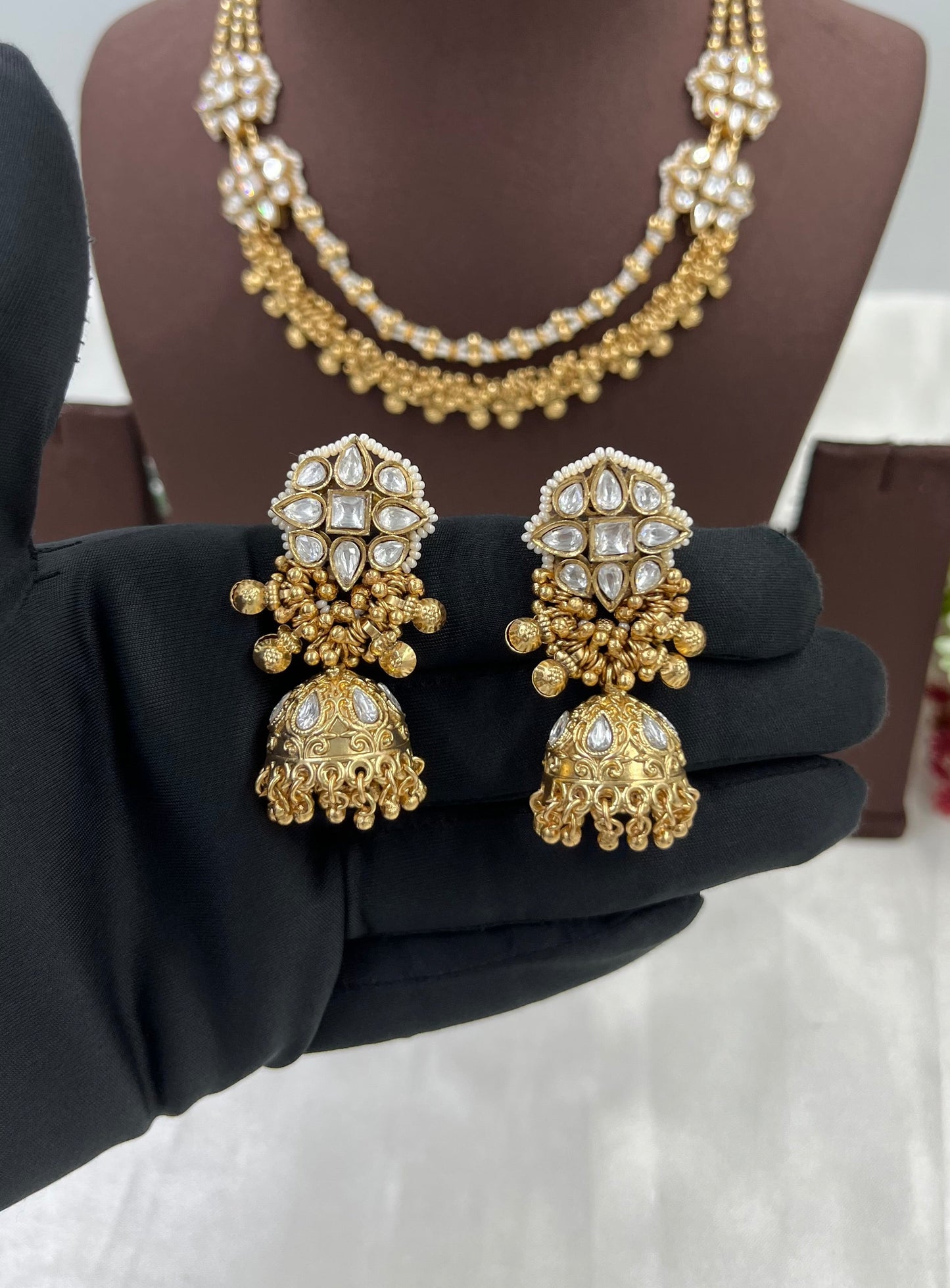 Rishika Premium Antique Gold Necklace Set