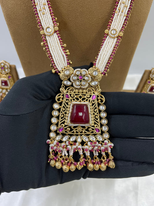 Aanya Premium Long Antique Gold Necklace Set
