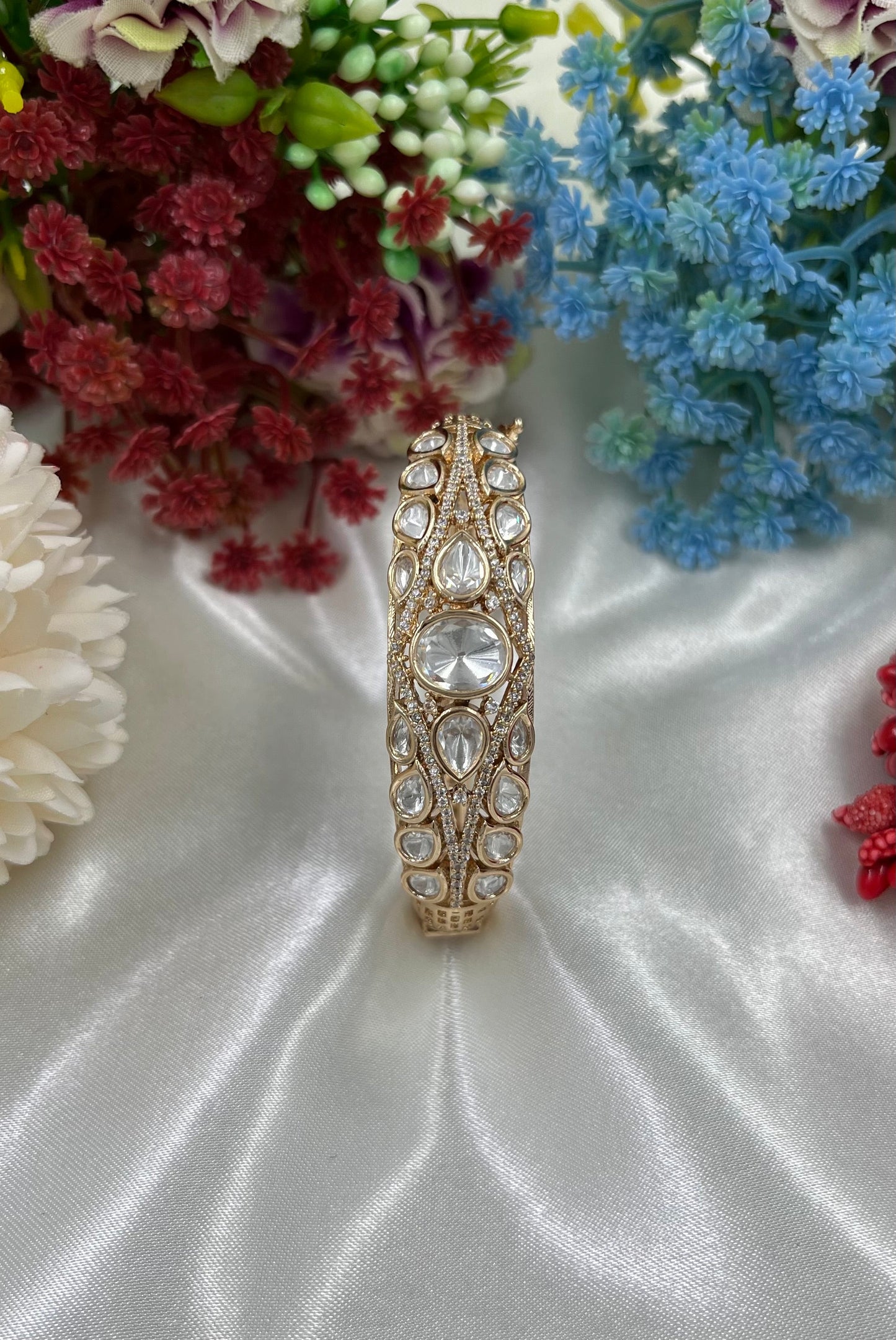 Ruby Moissanite Kundan Bracelet (Openable)