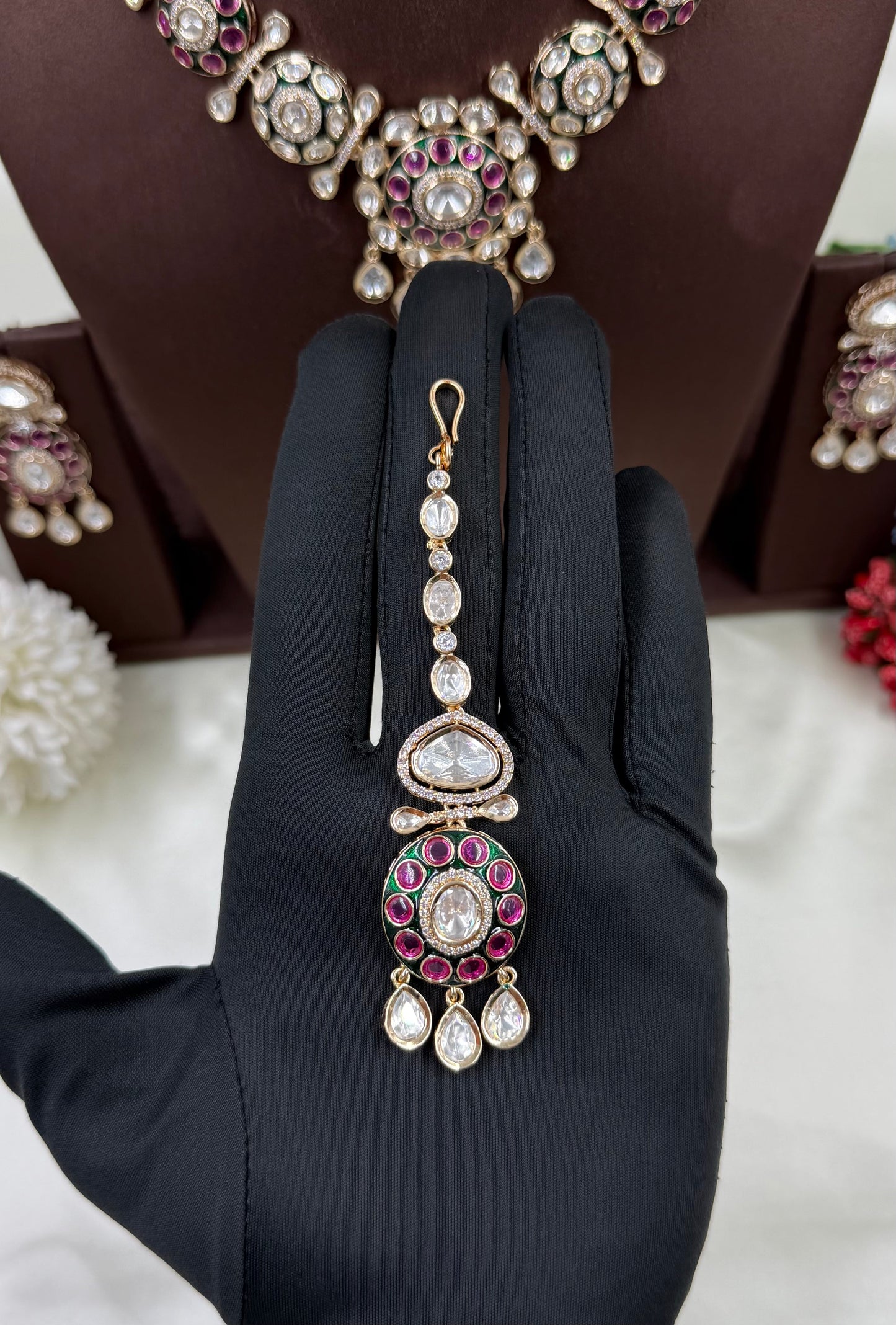 Disha Mina Kari Moissanite Kundan Necklace