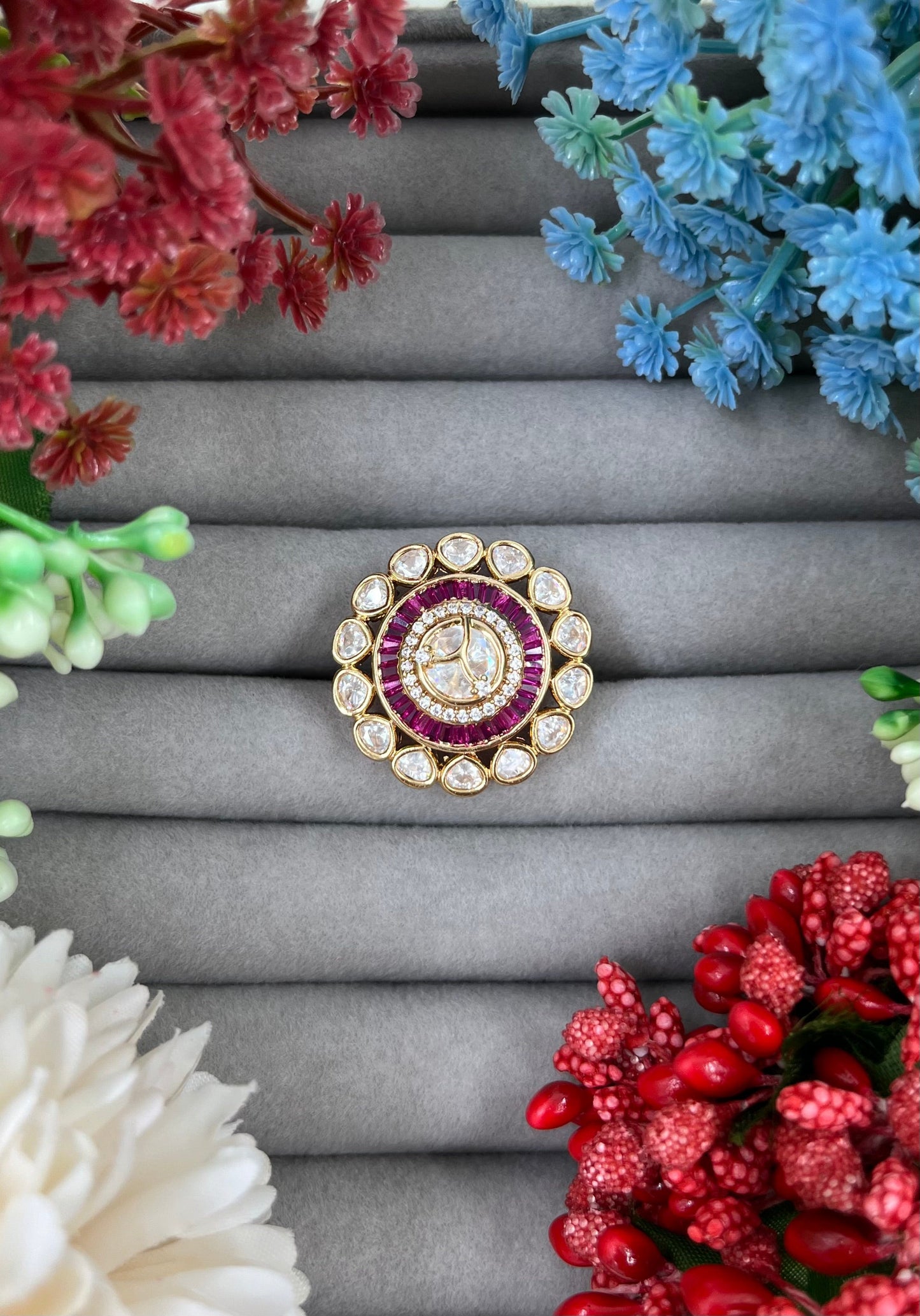 Ritu Arya Polki Moissanite Kundam Finger Ring