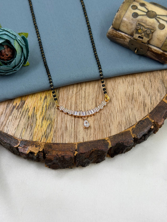 Baguette Mangalsutra worn styled with traditional outfit