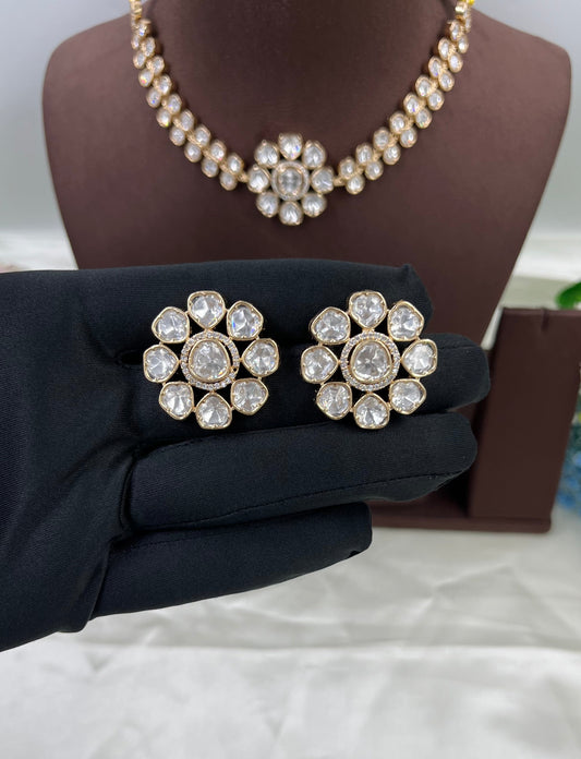 Cha Moissanite Kundan Delicate Necklace