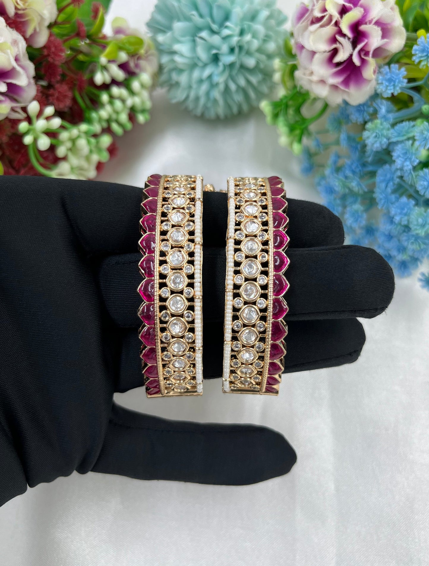 Vinita Premium Moissanite Kundan Bangles