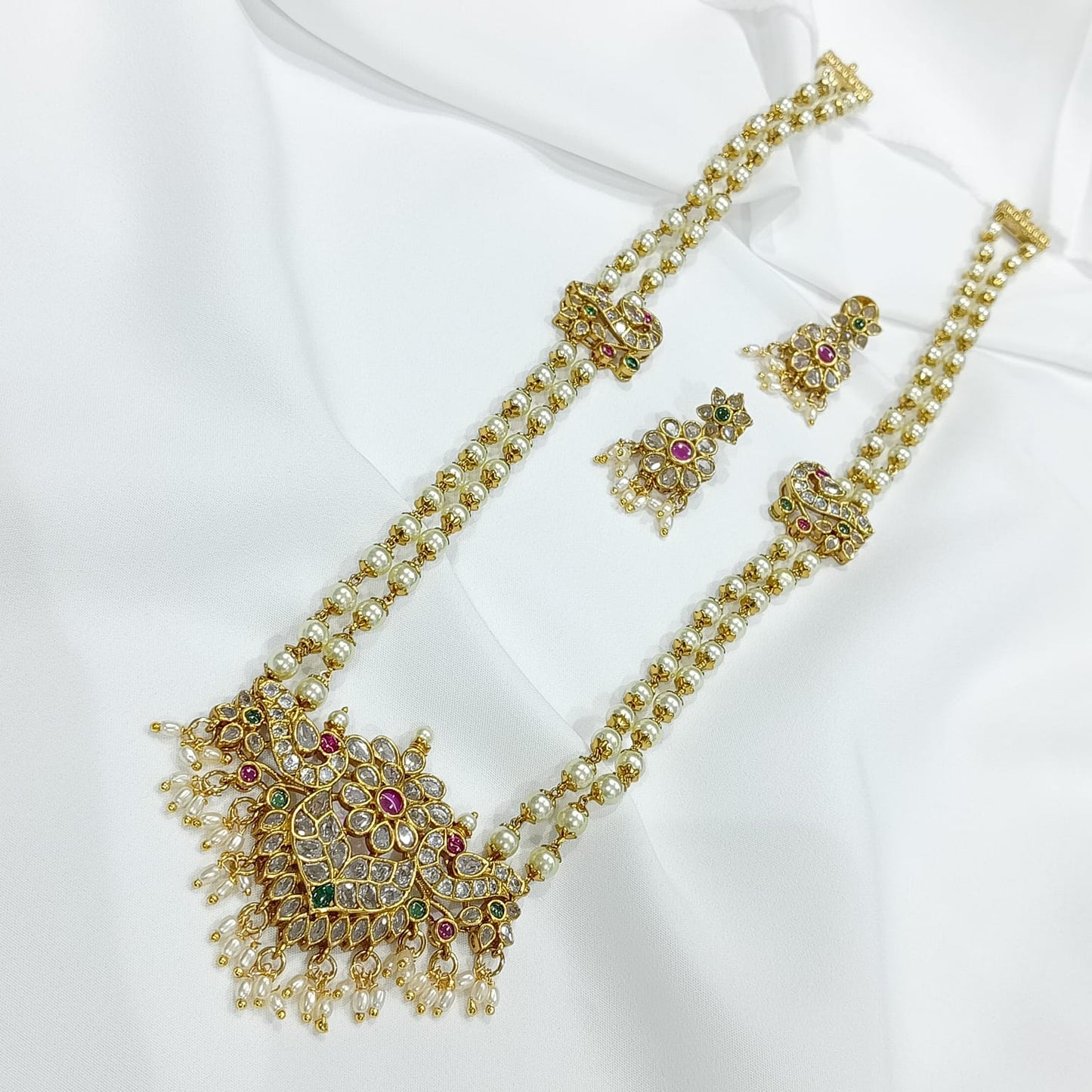 Divine Pearl Deity Victorian Long Necklace Set