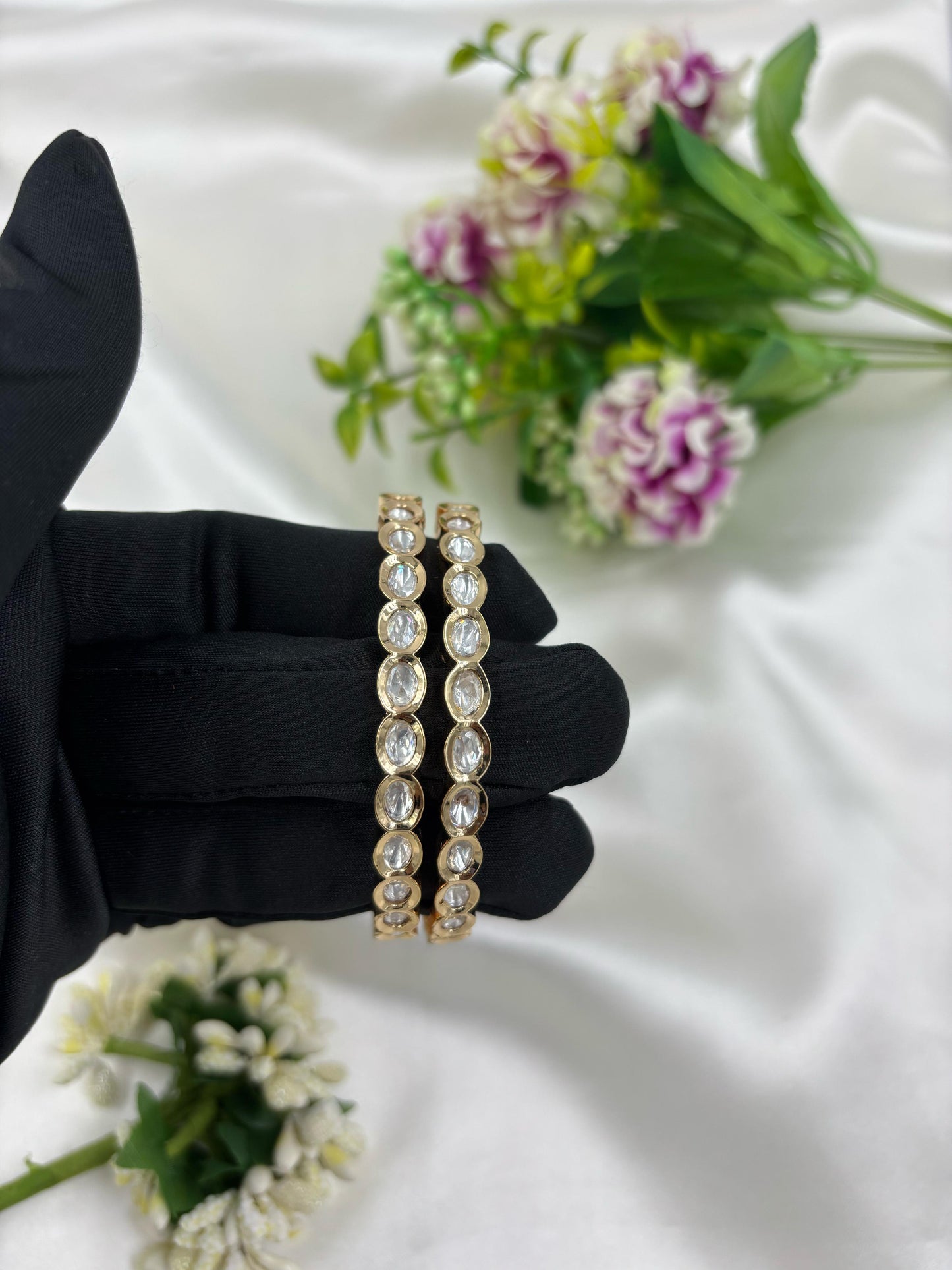 Viana Moissanite Kundan Premium Bangles Set