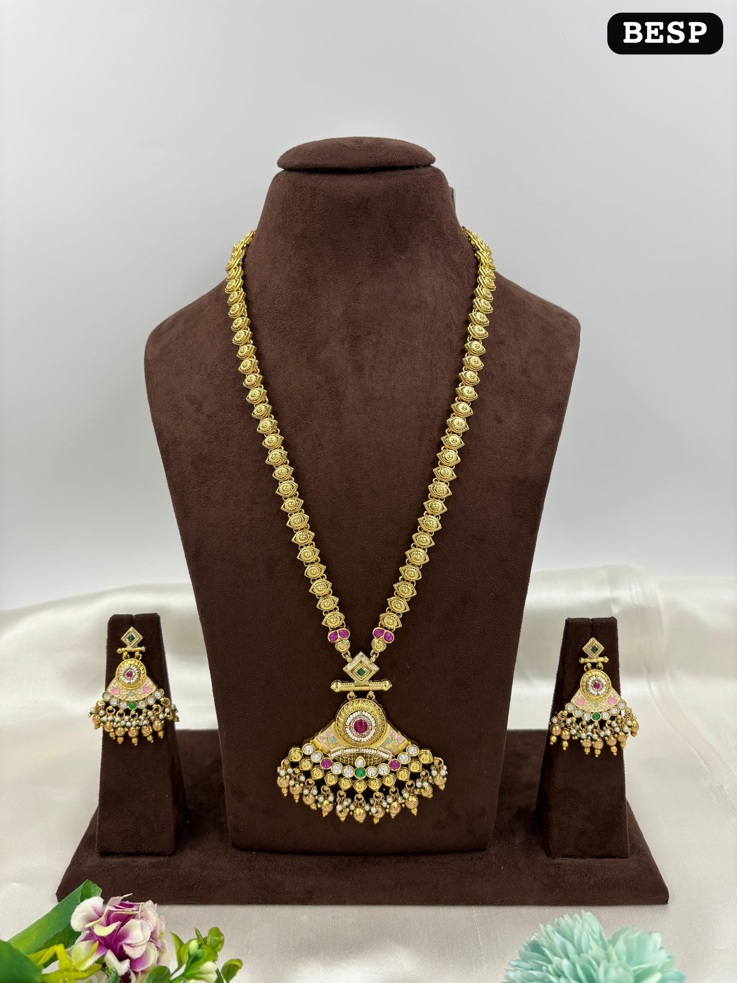 Dia Premium Antique Gold Long Necklace Set