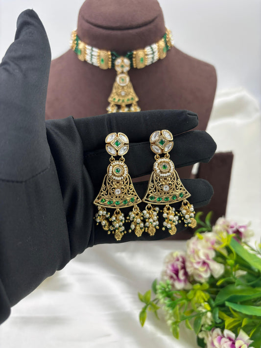 Piona Premium Antique Gold Necklace Set