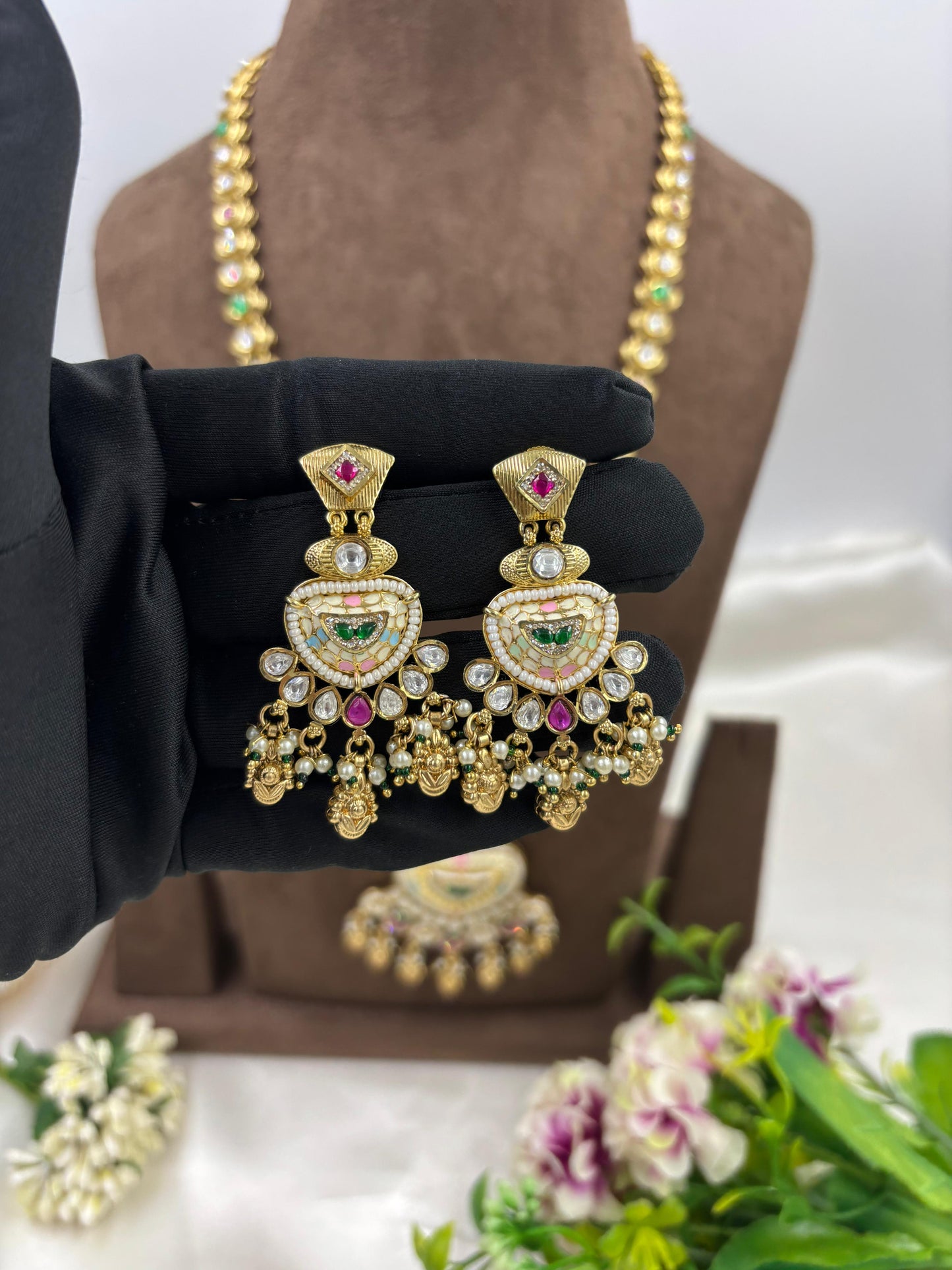 Koivi Premium Antique Gold Necklace Set