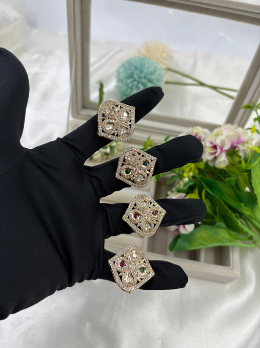 Nivija Premium Moissanite Kundan Fingering