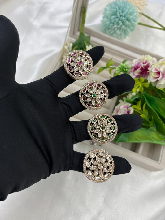 Lina Premium Moissanite Kundan Fingering