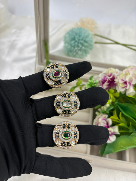 Jina Premium Moissanite Kundan Fingering