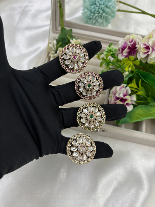 Vija Premium Moissanite Kundan Fingering