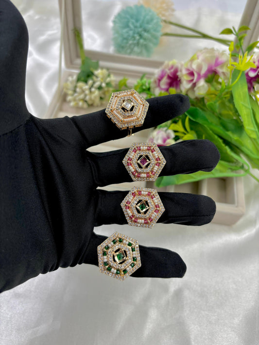 Roya Premium Moissanite Kundan Fingering