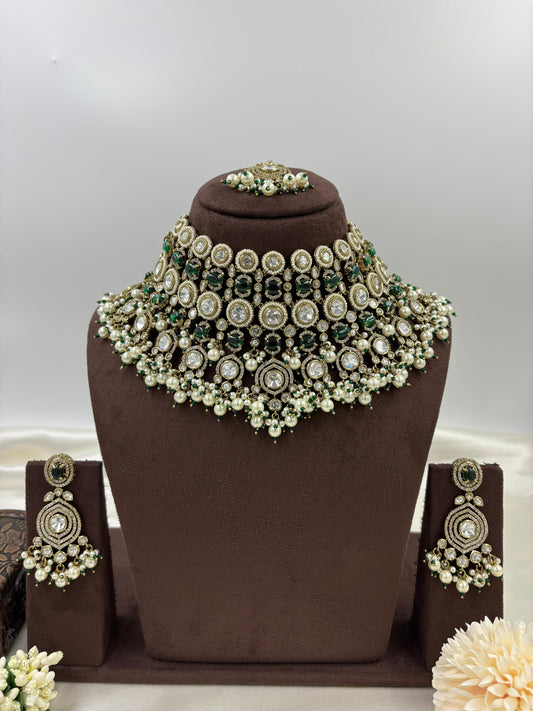 Rivia Premium Moissanite Kundan Semi Bridal Set