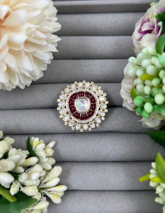 Aarunika Moissanite Kundan Ring