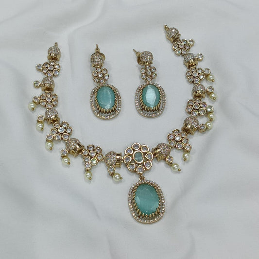 Rhea Majestic Pearl & Stone Victorian Necklace Set