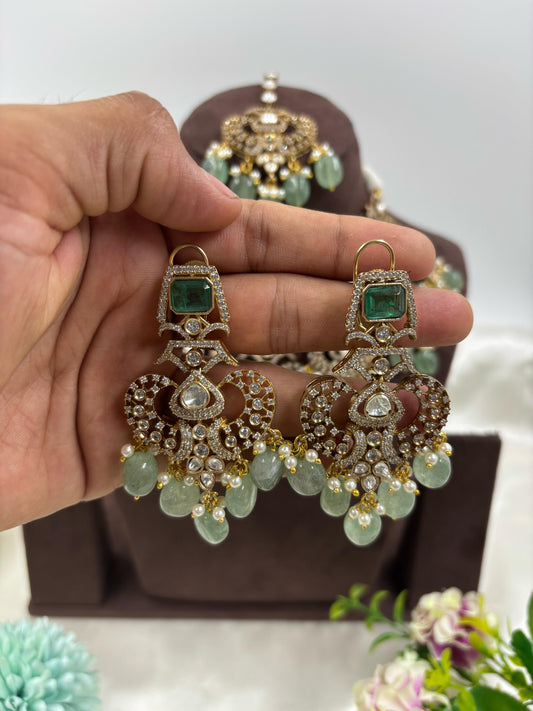 Vinit Premium Moissanite Victorian Semi Bridal Necklace Set