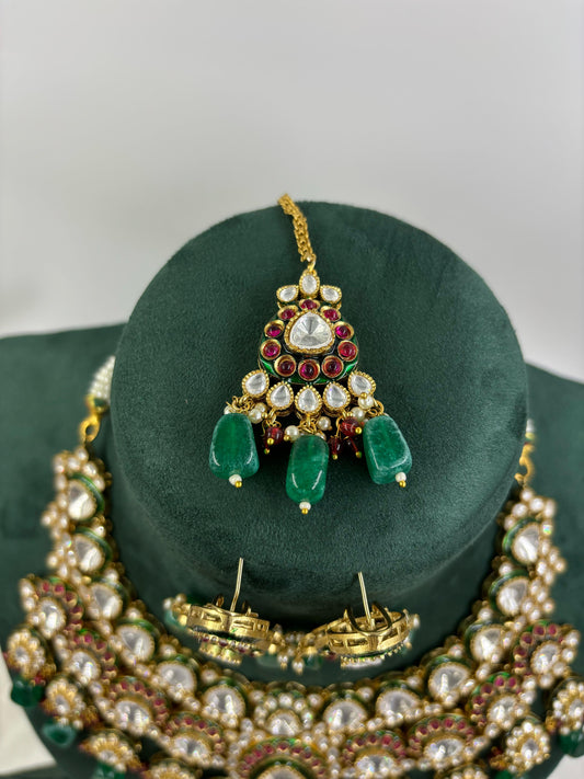 Viman Moissanite Kundan Meenakari Necklace Set