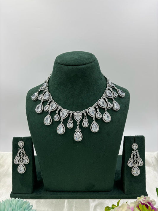 Ovi American Diamond Necklace Set close-up view