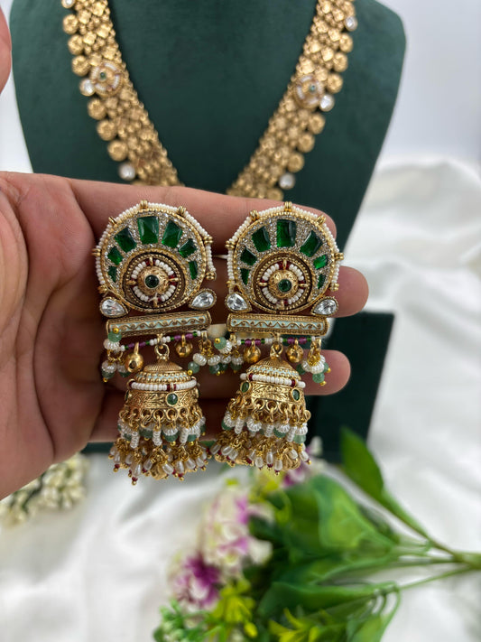 Hanvi Antique Gold Long Necklace Set