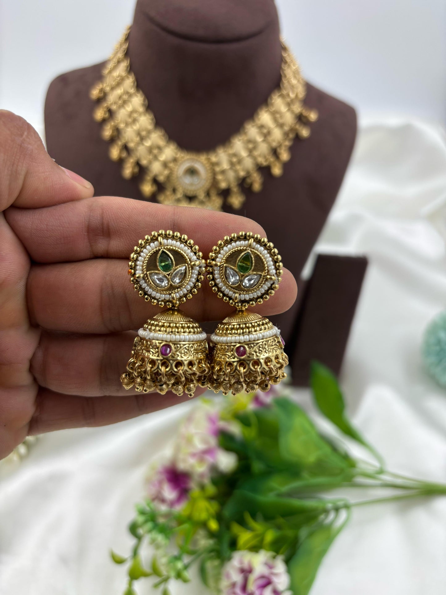 Rani Antique Gold Necklace Set