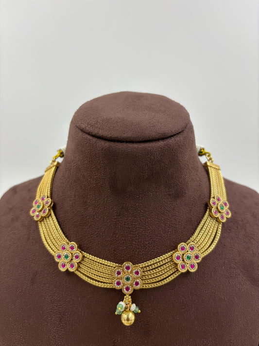 Nivedha Premium Antique Gold Necklace Set