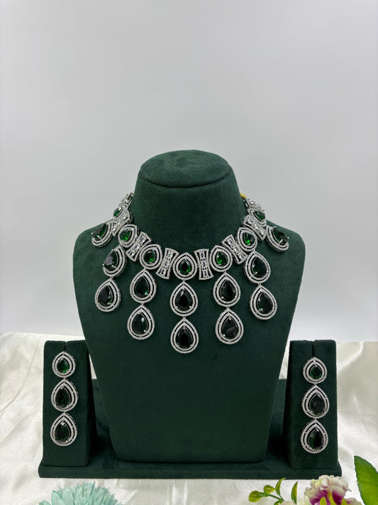 Nayantara American Diamond Necklace Set close-up view