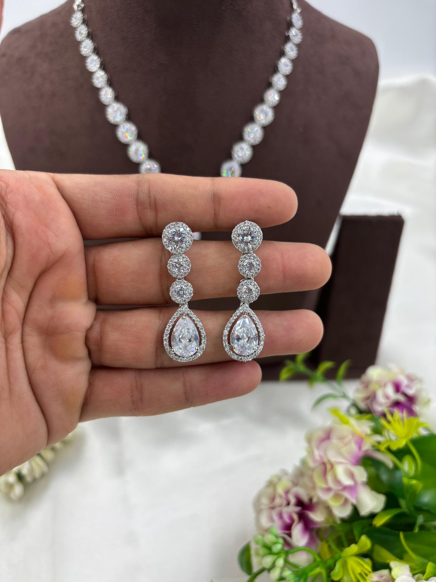 Viza CZ Drop American Necklace Set