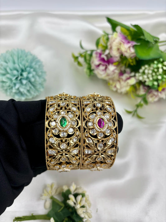 Rithika Moissanite Kundan Premium Bangles Set