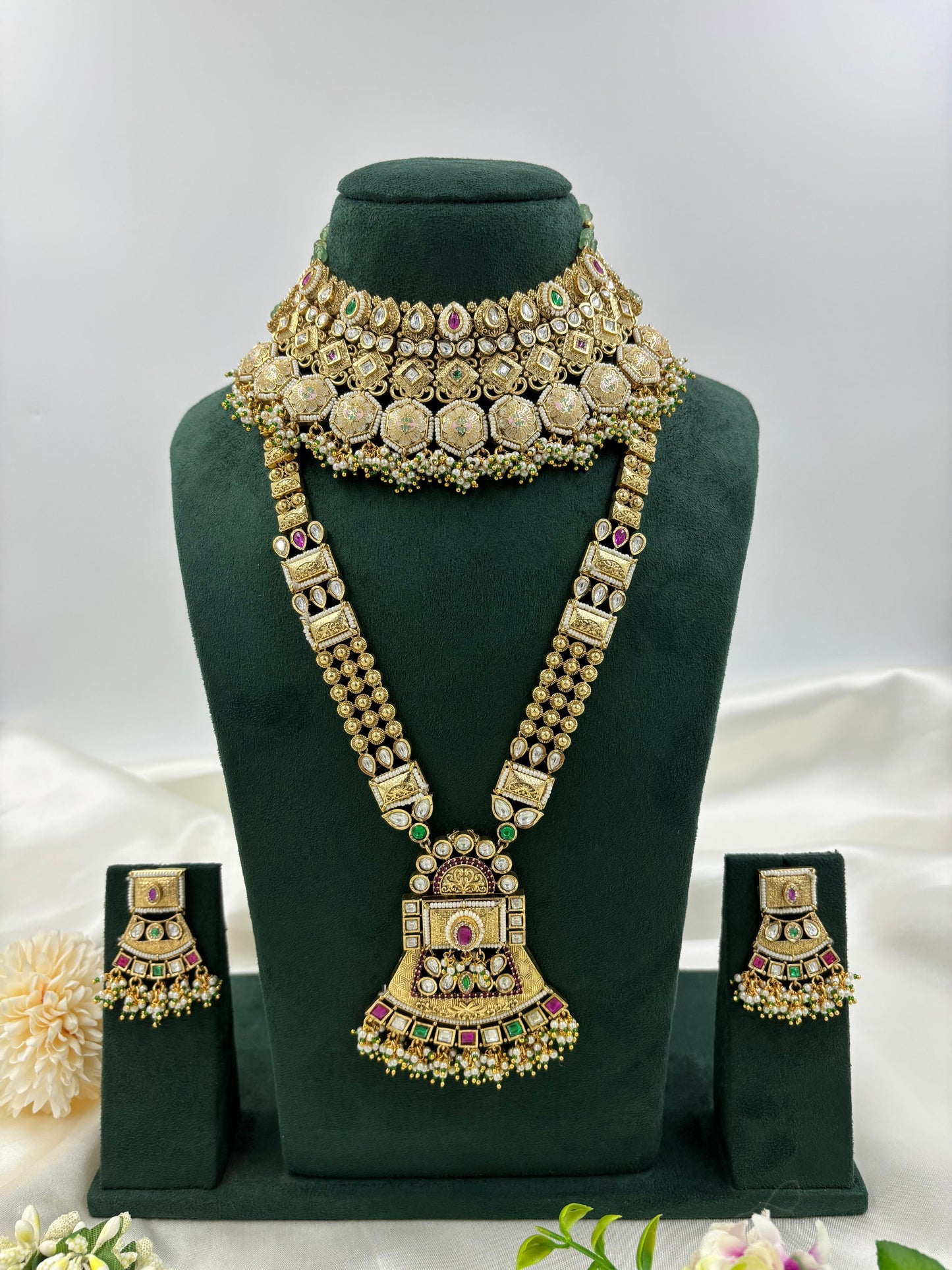 Giva Premium Antique Gold Combo Necklace Set