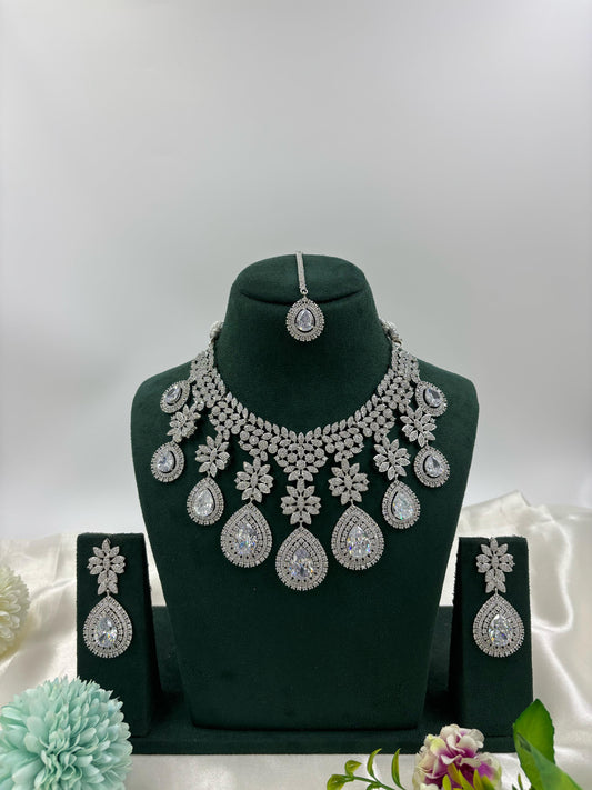 American Floral Drop Necklace Set (Heavy)