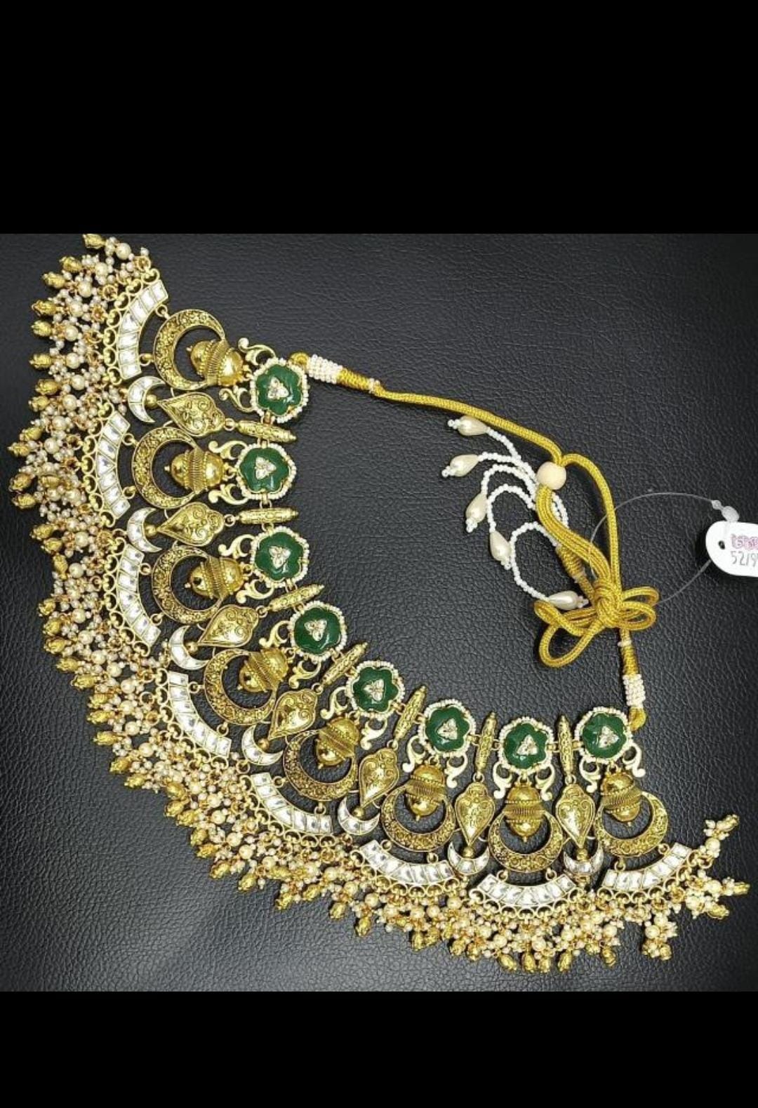 Heritage Pachi Antique gold Semi Bridal Necklace.