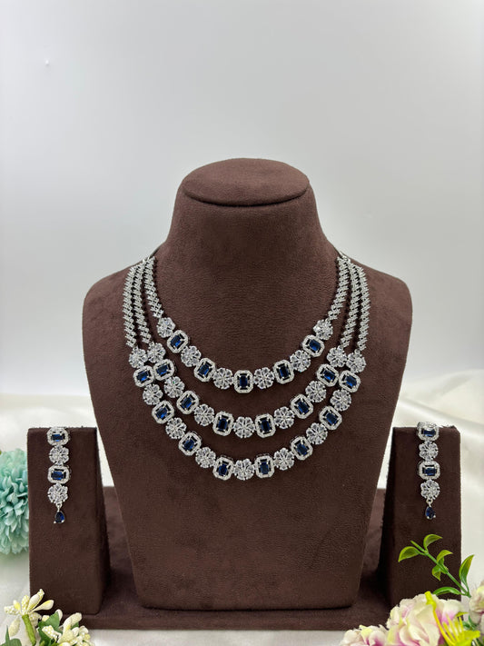 THREE LAYER PALKI AMERICAN DIAMOND NECKLACE