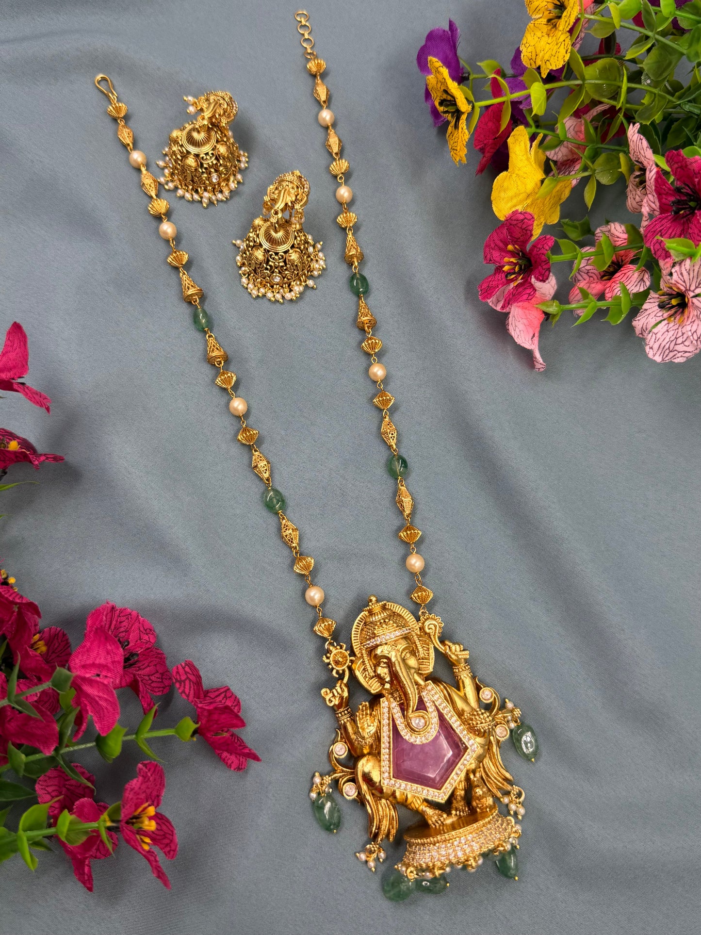 Madhuri South Indian Temple Semi-Long Necklace