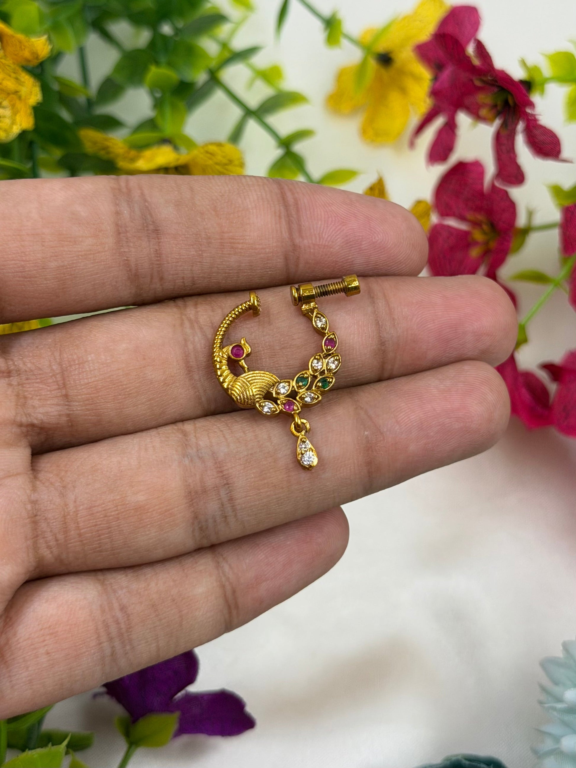 Savita Nose Ring worn styled with traditional outfit