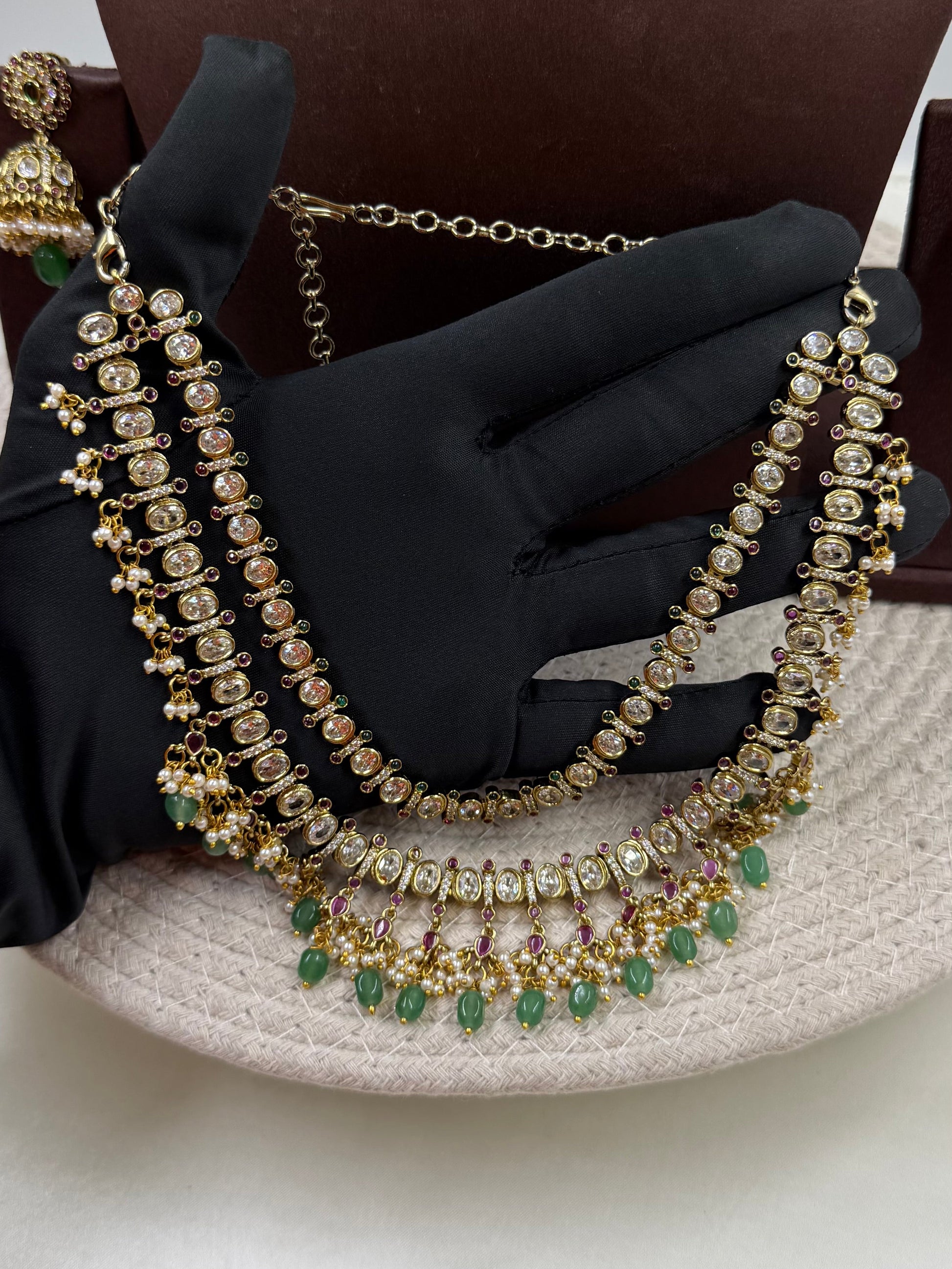 Multi Necklace Set detail shot showing Victorian work