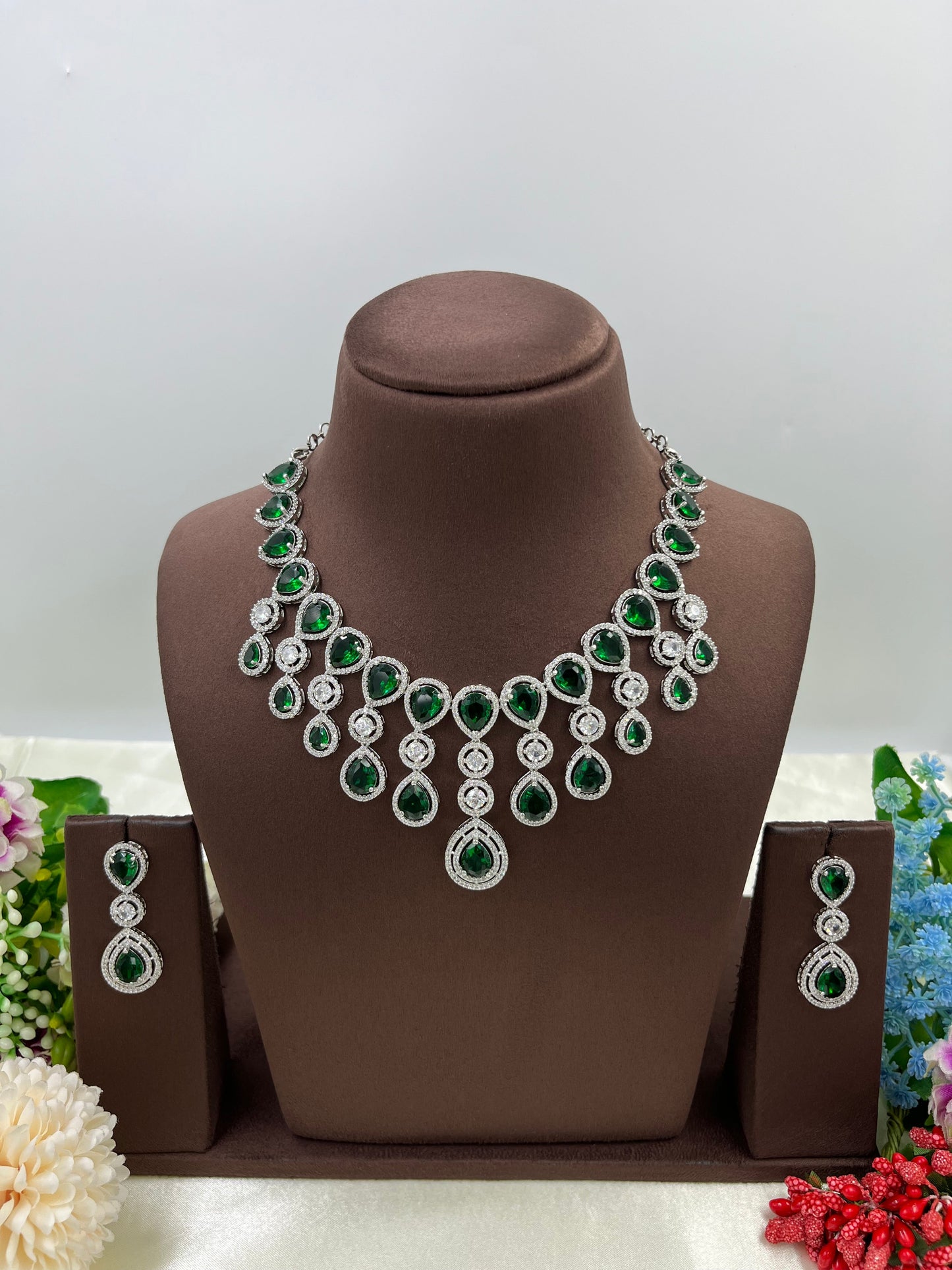 RINA  AMERICAN DIAMOND PREMIUM NECKLACE SET