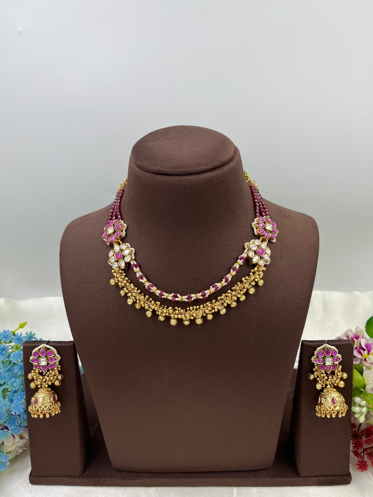 Rishika Premium Antique Gold Necklace Set