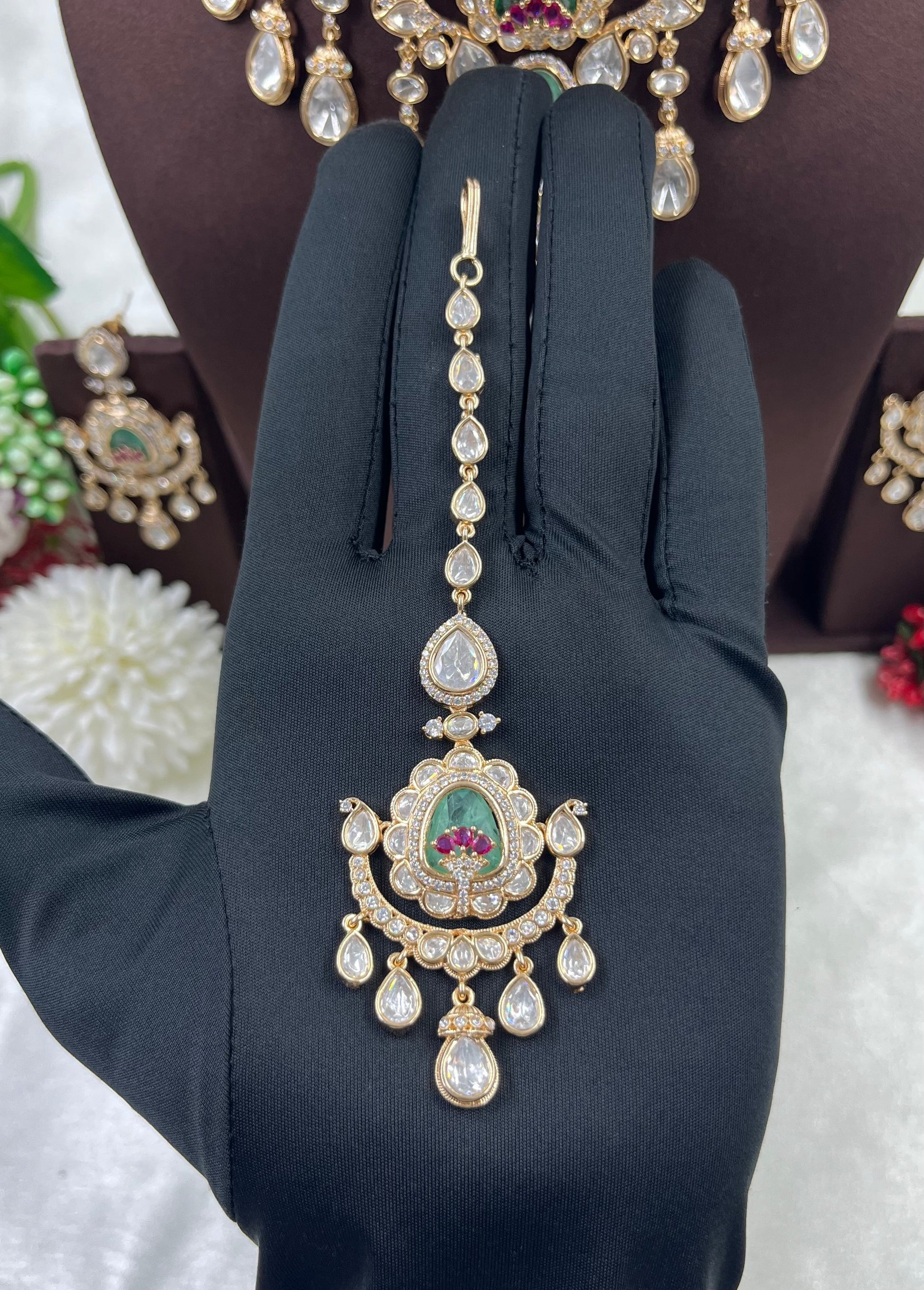 Sachi Moissanite Choker Necklace Set close-up view