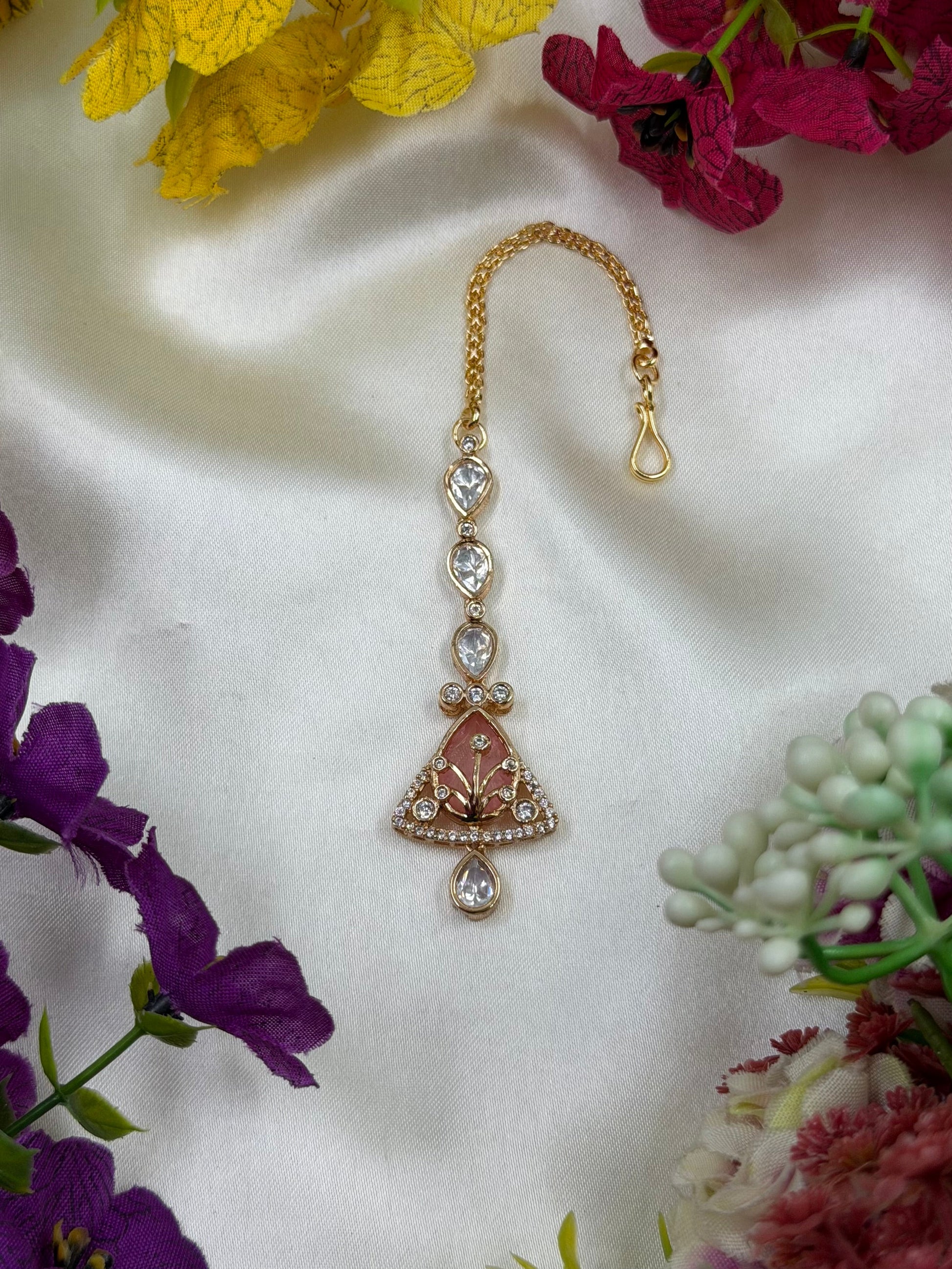 Vandana Moissanite Maang Tikka close-up view