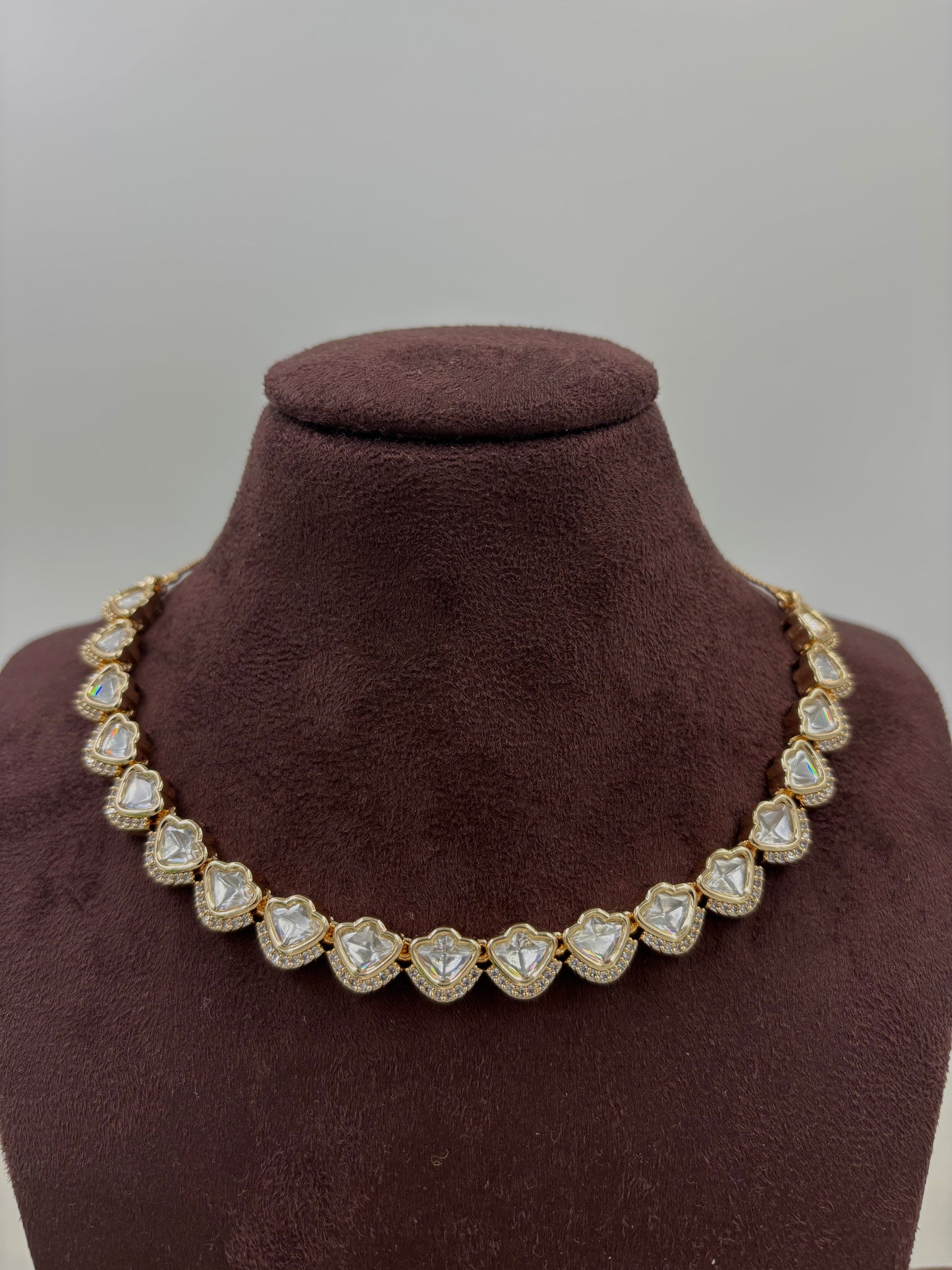 Zarira Sparkle Moissanite Kundan Delicate Necklace Set
