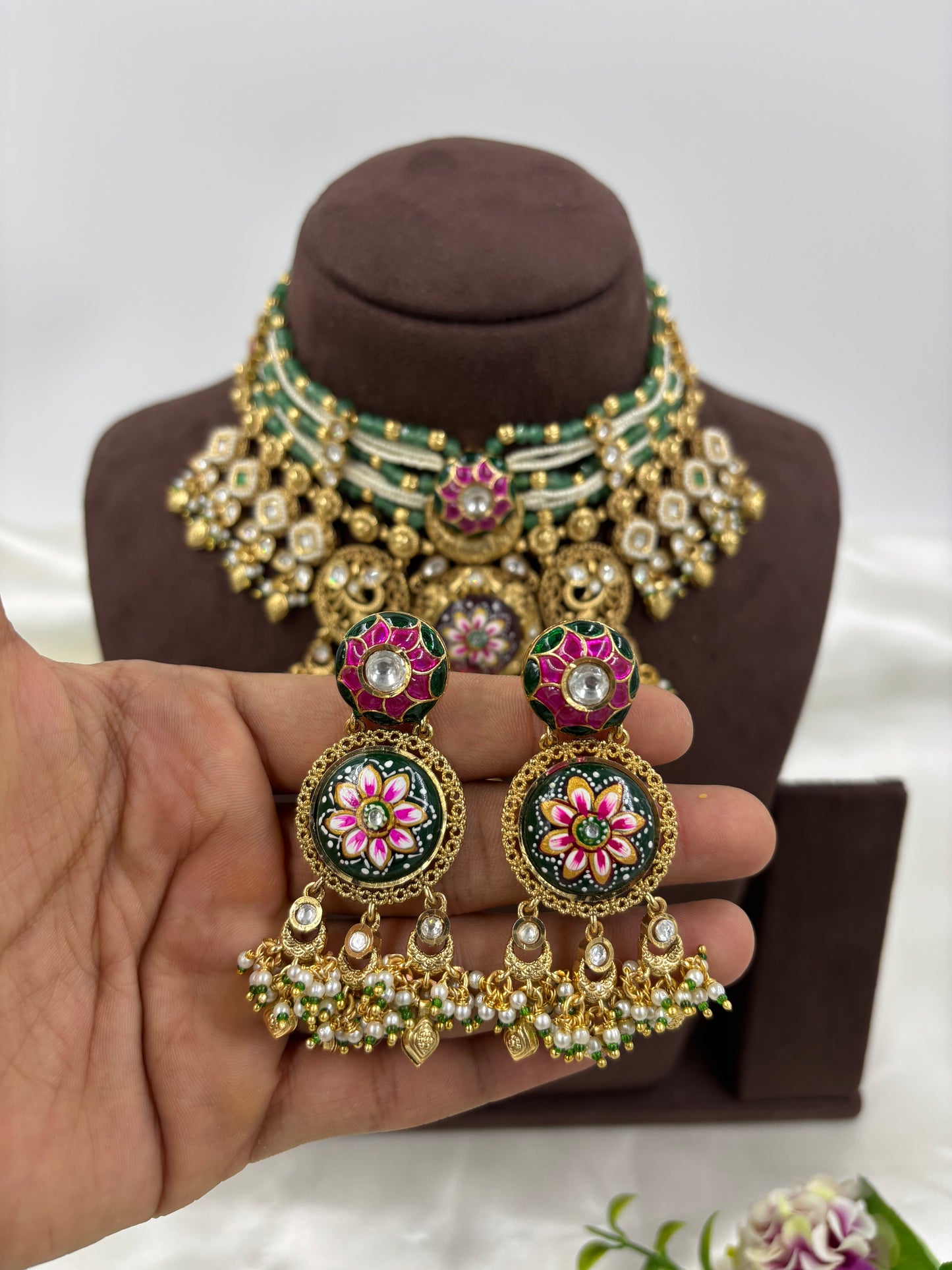 Devika Premium Antique Gold Necklace Set