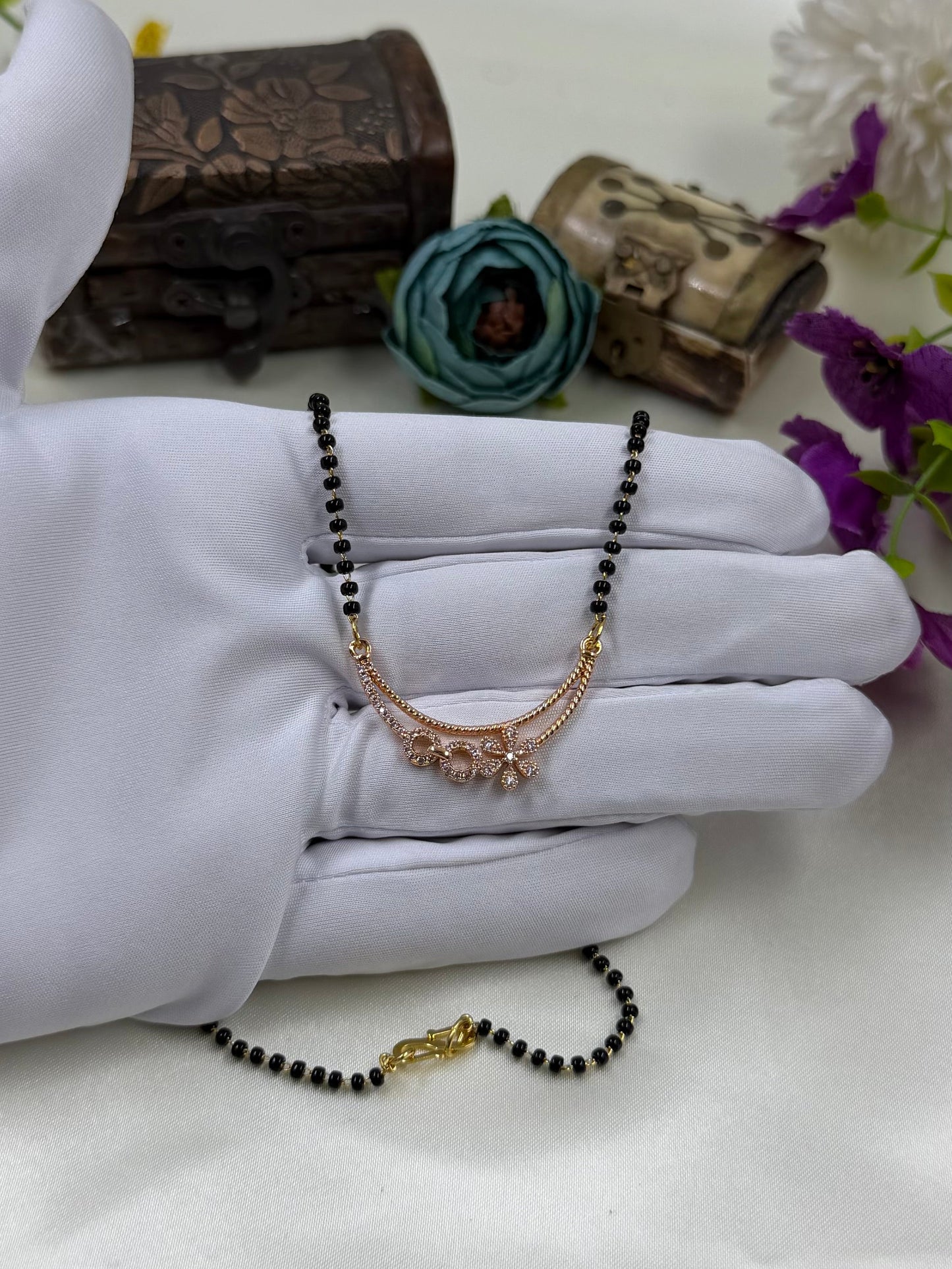 Double-Layer Flower Rose Gold Mangalsutra
