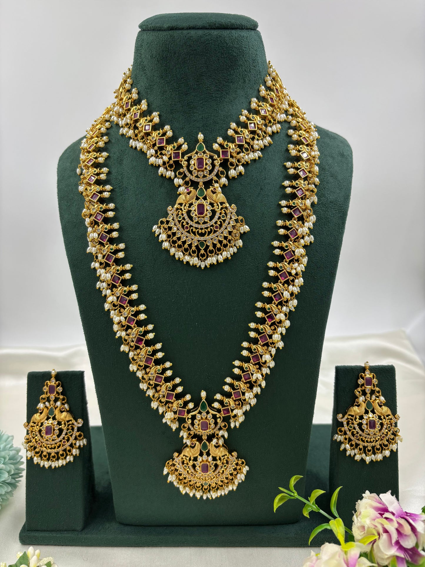 RUKMANI TRADITIONAL GOLD PLATED COMBO SET